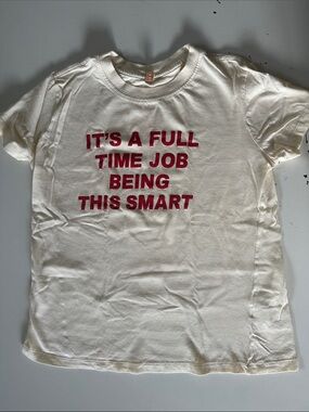 Kids Cream Short-Sleeve Graphic Tee - Bold Pink Slogan